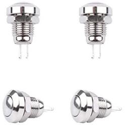 Yarstar 4pcs Metal Momentary Push Button Switch On Off 8mm Mounting Hole 1A Self-Reset Waterproof Starter Push Button