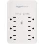 Amazon Basics 6 Outlet, Wall Mount Surge Protector, Power Strip, 2 USB ports 3.4A, 1080 Joules