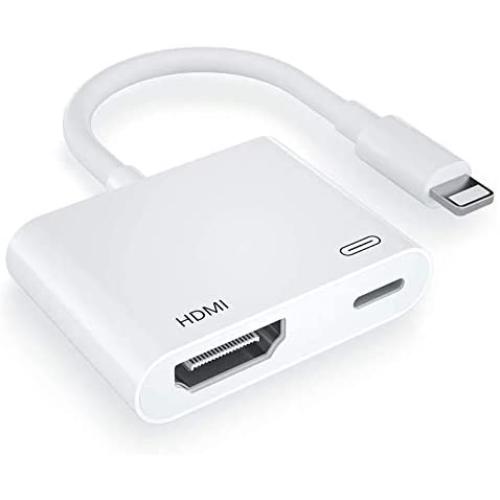 [Apple MFi Certified] Lightning to HDMI Digital AV Adapter,1080P Video & Audio Sync Screen Converter AV Adapter with Charging Port for iPhone HDMI Converter to HD TV/Projector/Monitor Support All iOS