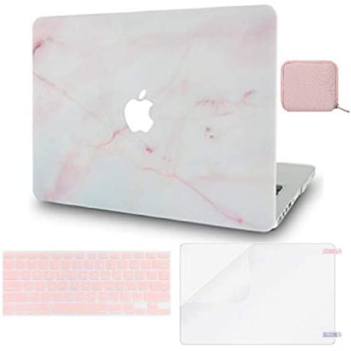 LuvCase 4in1 Laptop Case for Old MacBook Pro 13'' Retina Display (2015/2014/2013/2012 Release) A1502/A1425 Hard Shell Cover, Pouch, Keyboard Cover & Screen Protector (Pink Marble)