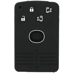 SEGADEN Silicone Cover Protector Case Holder Skin Jacket Compatible with MAZDA 4 Button Smart Card Remote Key Fob CV4534 Black