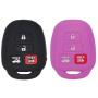 LemSa 2Pcs Silicone Keyless Entry Key Holder Fob Cover Case Remote Protector Bag Jacket for Toyota Camry Avalon Corolla RAV4 Highlander Venza HYQ12BDM, Black Purple