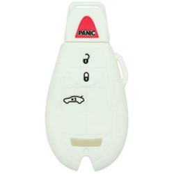 SEGADEN Silicone Cover Protector Case Holder Skin Jacket Compatible with DODGE JEEP CHRYSLER 4 Button Smart Remote Key Fob CV4752 White