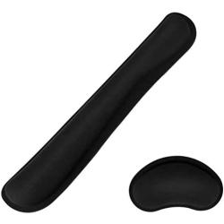 Wrist Rest for Computer Keyboard and Mouse Pad Support Memory Foam Set Easy Typing and Wrist Pain Relief Ergonomic Lightweight Anti-Skid Wrist Cushion for Office Gaming Laptop Mac (Black)