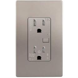 TOPGREENER Smart Wi-Fi Outlet with Energy Monitoring, Tamper-Resistant, Control Lighting and Appliances from Anywhere, in-Wall, No Hub Required, Compatible with Alexa and Google Assistant, Nickel