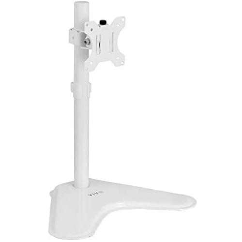 VIVO Single 13 to 32 inch Monitor Desk Stand, Freestanding VESA Steel Mount Base, Adjustable Height, Tilt, Swivel, Rotation, White STAND-V001HW
