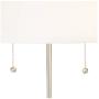 Nikola Modern Accent Table Lamps Set of 2 with Hotel Style USB and AC Power Outlet Slim Silver White Drum Shade for Living Room Bedroom House Bedside Nightstand Home Office - 360 Lighting