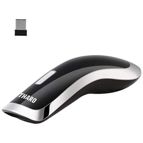 THARO M1 Wireless 1D Barcode Scanner, Mini Handheld Laser Bar-Code Reader, Cordless 1D Barcode Scanner with USB Receiver for Store, Supermarket, Warehouse (Black)