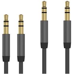 TalkWorks Aux Cable 3.5mm Audio Cord for Car (2 Pack) 6ft Long Heavy Duty Male to Male Jack Auxiliary Cord Extension Adapter for Apple iPhone, Android for Samsung Galaxy, Headphones, Stereo - Slate