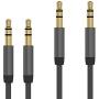 TalkWorks Aux Cable 3.5mm Audio Cord for Car (2 Pack) 6ft Long Heavy Duty Male to Male Jack Auxiliary Cord Extension Adapter for Apple iPhone, Android for Samsung Galaxy, Headphones, Stereo - Slate