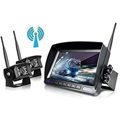 ZEROXCLUB Digital Wireless Backup Camera System Kit No Interference IP69 Waterproof Wireless Rear View Camera 7’’Wireless Reversing Monitor for RV/Truck/Semi-Trailer/Box Truck (WX02)