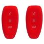 BAR Autotech Silicone Rubber Shell Case Keyless Entry Car Remote Key Fob Cover fit for Ford Focus 3 Escape Fiesta ST Titanium Mondeo Ecosport Kuga MK3 3 Buttons (1 Pair) (Red)