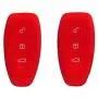 BAR Autotech Silicone Rubber Shell Case Keyless Entry Car Remote Key Fob Cover fit for Ford Focus 3 Escape Fiesta ST Titanium Mondeo Ecosport Kuga MK3 3 Buttons (1 Pair) (Red)