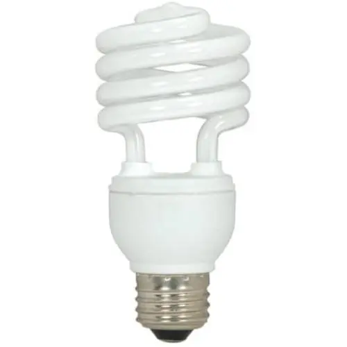 Satco S6273 18-Watt Medium Base T2 Mini Spiral, 5000K, 120V, Equivalent to 75-Watt Incandescent Lamp for Enclosed Fixtures, 3-Pack