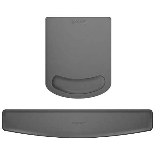 PU Leather Mouse Pads Wrist Rest Support and Keyboard Wrist Rest Pad Set for Laptop Computer Mac,Ergonomic Memory Foam,Non-Slip Base Mouse pad,Easy Typing and Relieve Wrist Pain(Gray)