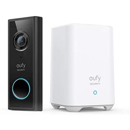 eufy Security, Video Doorbell (Battery-Powered) Kit, 2K Resolution, 180-Day Battery Life, Encrypted Local Storage, No Monthly Fees, HomeBase with High-Power Wi-Fi and Built-in Storage