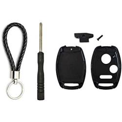 Key Fob Keyless Entry Remote Shell Case & Keychain fit Honda Odyssey,Pilot, Accord, Civic, CR-V, Fit, Ridgeline,CR-Z Cutting Not Required