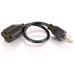 C2G Short 1ft Extension Cord - Works for Devices Up to 10 Amps - Perfect for Low Amp Electronics & Tools - Light & Flexible 18 AWG Cable - 03137 Black