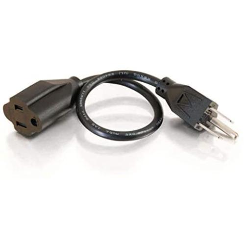 C2G Short 1ft Extension Cord - Works for Devices Up to 10 Amps - Perfect for Low Amp Electronics & Tools - Light & Flexible 18 AWG Cable - 03137 Black
