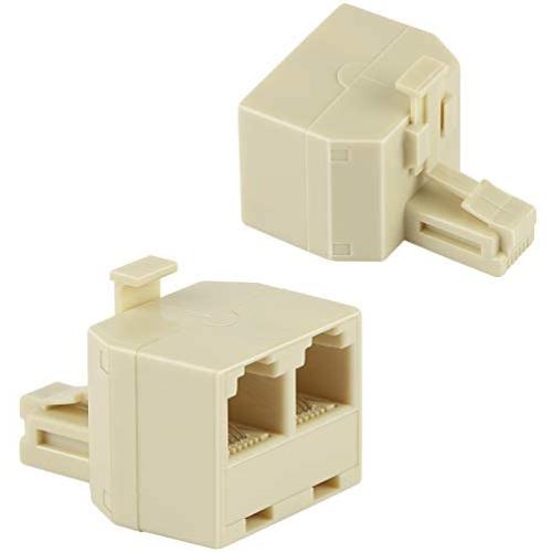 Uvital RJ11 Duplex Wall Jack Adapter Dual Phone Line Splitter Wall Jack Plug 1 to 2 Modular Converter Adapter for Office Home ADSL DSL Fax Model Cordless Phone System, Yellow(2 Packs)