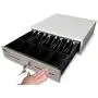 HK SYSTEMS 13'' Heavy Duty Compact White Manual Push Open Cash Drawer with 4 Bill /5 Coin Till Stainless Steel Front 