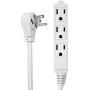 Electes 30 Feet Heavy Duty Extension Cord / Wire , Multi 3 Outlet , 3 Prong Grounded , Angled Flat Plug , 16/3 , SPT3 , UL Listed , White