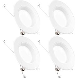 Sunco Lighting 4 Pack 5/6 Inch LED Recessed Downlight, Baffle Trim, Dimmable, 13W=75W, 5000K Daylight, 965 LM, Damp Rated, Simple Retrofit Installation - UL + Energy Star