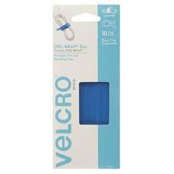 VELCRO Brand ONE-WRAP Bundling Strap – Reusable Fasteners for Keeping Cords and Cables Tidy - 5'' x 1/4'', 10 Ties, Blue