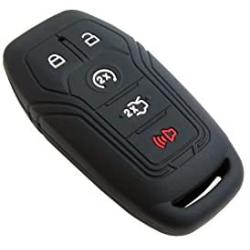 BAR Autotech Remote Key Silicone Rubber Keyless Entry Shell Case Fob and Key Skin Cover fit for Ford Mustang Fusion Lincoln MKZ MKC F-450 F-150 2015 Ford Fusion SE (1 Pair) (Black)