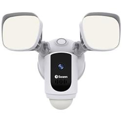 Swann Floodlight Security Camera w/Dimmable Motion Lighting, 2 Way Talk, WiFi Surveillance 1080p HD, Indoor/Outdoor Color Night Vision, True Detect Heat Sensing, Alexa/Google, White, SWWHD-FLOCAMW