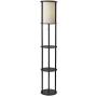 Adesso 3117-01 Stewart 62.5'' Round Floor Lamp – Lighting Fixture with Storage Shelves, Smart Switch Compatibility Lamp. Home Decor Accessories,Black Base Finish