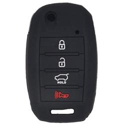 WEIBISS 2 Pack 4 Buttons Soft Silicone Rubber Remote Flip Key Fob Cover Case Protector Holder Jacket for Kia Sorento Sportage Rio Soul Forte Optima Carens, Black