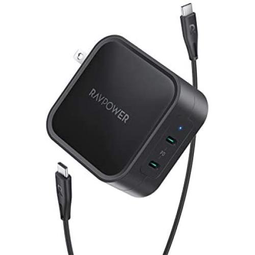 USB C Charger for MacBook Pro Air, RAVPower 90W 2-Port Wall Charger PD 3.0 GaN Type C Fast Charging Adapter Compatible with iPad Pro, iPhone 12 Mini Pro Max, Galaxy S9 S8, Nintendo Switch and More
