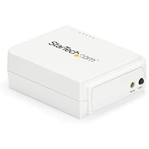 StarTech.com 1-Port Wireless N USB 2.0 Network Print Server - 10/100 Mbps Ethernet USB Printer Server Adapter - Windows 10 - 802.11 b/g/n (PM1115UW), White