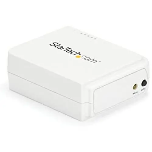 StarTech.com 1-Port Wireless N USB 2.0 Network Print Server - 10/100 Mbps Ethernet USB Printer Server Adapter - Windows 10 - 802.11 b/g/n (PM1115UW), White
