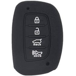 WEIBISS 2 Pack 4 Buttons Smart Rubber Key Fob Remote Cover Keyless Entry Case Holder Protector Skin Compatible with Hyundai 2018 2017 2016 Tucson Elantra Sonata, Black Blue