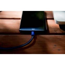vCharged Blue 2 FT MFi Certified iPhone Charger Compatible with AirPods, iPad & iPhone - for Car Chargers, PowerBanks & Less Cable Length
