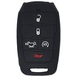 WEIBISS 2 Pack 5 Buttons Protective Rubber Smart Key Fob Shell Remote Cover Case Protector Wallet Keyless Jacket for Dodge 2021 2020 2019 Ram 1500 Pickup 68291690AB/AC/AD, Black Red