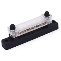 6 Terminal Bus Bar - 150A BusBar Block with Cover, Ground Distribution, Power Distribution Terminal Block w/ 6 M4 Screws + 2 Studs, for Car Boat Marine Caravan RV (New)