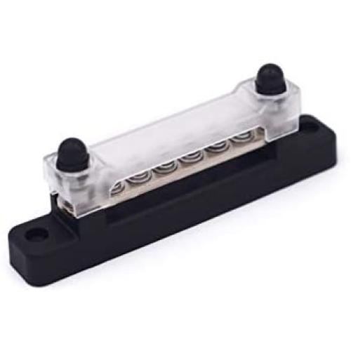6 Terminal Bus Bar - 150A BusBar Block with Cover, Ground Distribution, Power Distribution Terminal Block w/ 6 M4 Screws + 2 Studs, for Car Boat Marine Caravan RV (New)