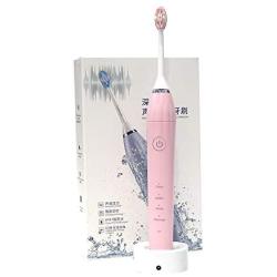 Ultrasonic Powered Toothbrushes Electric Powerful Sonic Cleaning - Ultra Sonic 40,000 VPM Motor Wireless Charging 4 Modes Smart Timer Modern Electric Toothbrush (Pink)