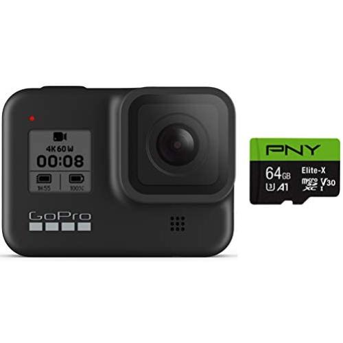 GoPro HERO8 Black + PNY Elite-X 64GB U3 microSDHC Card (Bundle)