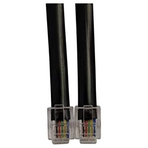 Robolt RJ12 Data Cable 6P6C (6x6) Flat Modular Voice (2 Pack) Data HAM HF Radio Cord Straight Wiring (3 Feet)