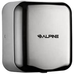 Alpine Hemlock Stainless Steel Commercial Hand Dryer - Heavy Duty High Speed Automatic Hand Dryer - for Public Restrooms in Offices, Malls, Hospitals - 1800 Watts, 220-240 Volts - Chrome