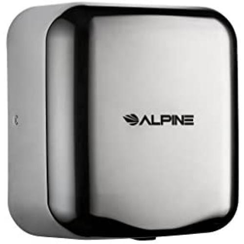 Alpine Hemlock Stainless Steel Commercial Hand Dryer - Heavy Duty High Speed Automatic Hand Dryer - for Public Restrooms in Offices, Malls, Hospitals - 1800 Watts, 220-240 Volts - Chrome