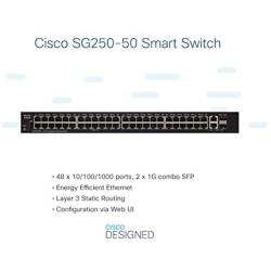 Cisco SG250-50 Smart Switch with 50 Gigabit Ethernet (GbE) Ports with 48 Gigabit Ethernet RJ45 Ports and 2 SFP Gigabit Ethernet Combo Ports, Limited Lifetime Protection (SG250-50-K9-NA)