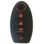 LemSa 2Pcs Rubber Silicone Remote Key Fob Cover Keyless Protector Bag Holder for Nissan Altima Maxima Murano Armada Gt-r Sentra Altima Rogue Pathfinder, Black/Red