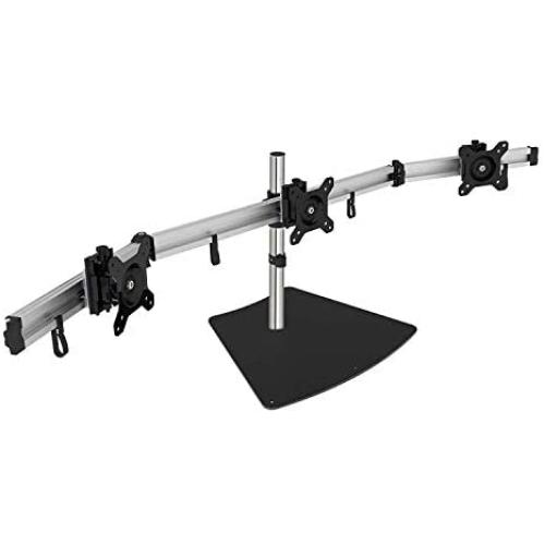 SIIG Premium Aluminum Triple Monitor Stand - Adjustable Height 3 Monitors 13'' to 27'' 17.6 lbs Each VESA 75 and 100 Compatible Full Motion (CE-MT2111-S1)