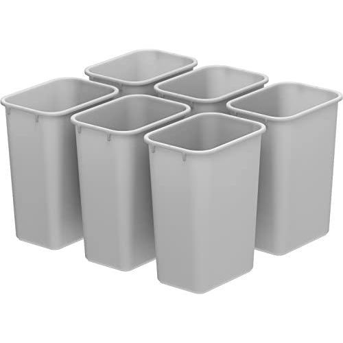 Storex Medium Waste Basket, 15 x 10.5 x 15 Inches, Gray, Case of 6 (STX00711U06C)
