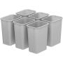 Storex Medium Waste Basket, 15 x 10.5 x 15 Inches, Gray, Case of 6 (STX00711U06C)